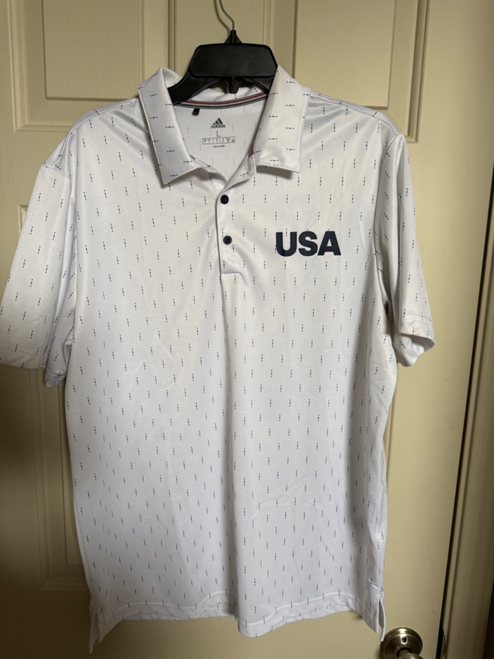 adidas White USA Polo Shirt with Navy Logo